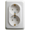 Розетка двойная угловая с заземлением со шторками 16А Systeme Electric Etude, БЕЛЫЙ PA16-108B