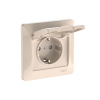 Розетка Systeme Electric Glossa с заземлением со шторками с крышкой, 16А, IP20, в сборе, быстрозажим. клем., БЕЖЕВЫЙ GSL000246S
