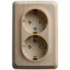 Розетка двойная угловая с заземлением со шторками 16А Systeme Electric Etude, сосна PA16-108D