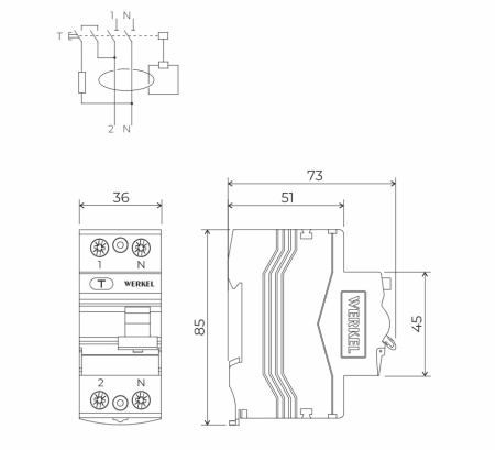 Устройство защитного отключения 1P+N 40 А 100 mA AC 6 kA Werkel W812P404
