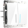 Выключатель двухклавишный проходной с подсветкой белый Werkel Встраиваемые механизмы белые W1122101