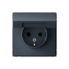 Розетка с заземлением со шторками с крышкой, 16А, IP20 Systeme Electric ArtGallery, грифель GAL000746