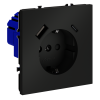 Розетка с заземлением с защитными шторками Voltum S70 пластик черный Soft touch 16А, с USB, A+С (VLS040508)