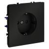 Розетка с заземлением с защитными шторками Voltum S70 пластик черный Soft touch 16А (VLS040208)
