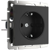 Розетка с заземлением и шторками черный матовый Werkel Встраиваемые механизмы черные W1171108